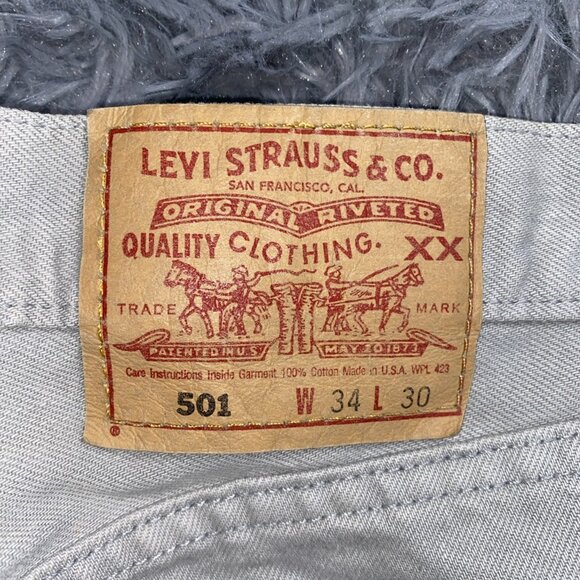 VTG Levis 501 Men’s 34x30(34x31.5) Light Wash Straight Leg Button Fly USA Y2K - Picture 8 of 11